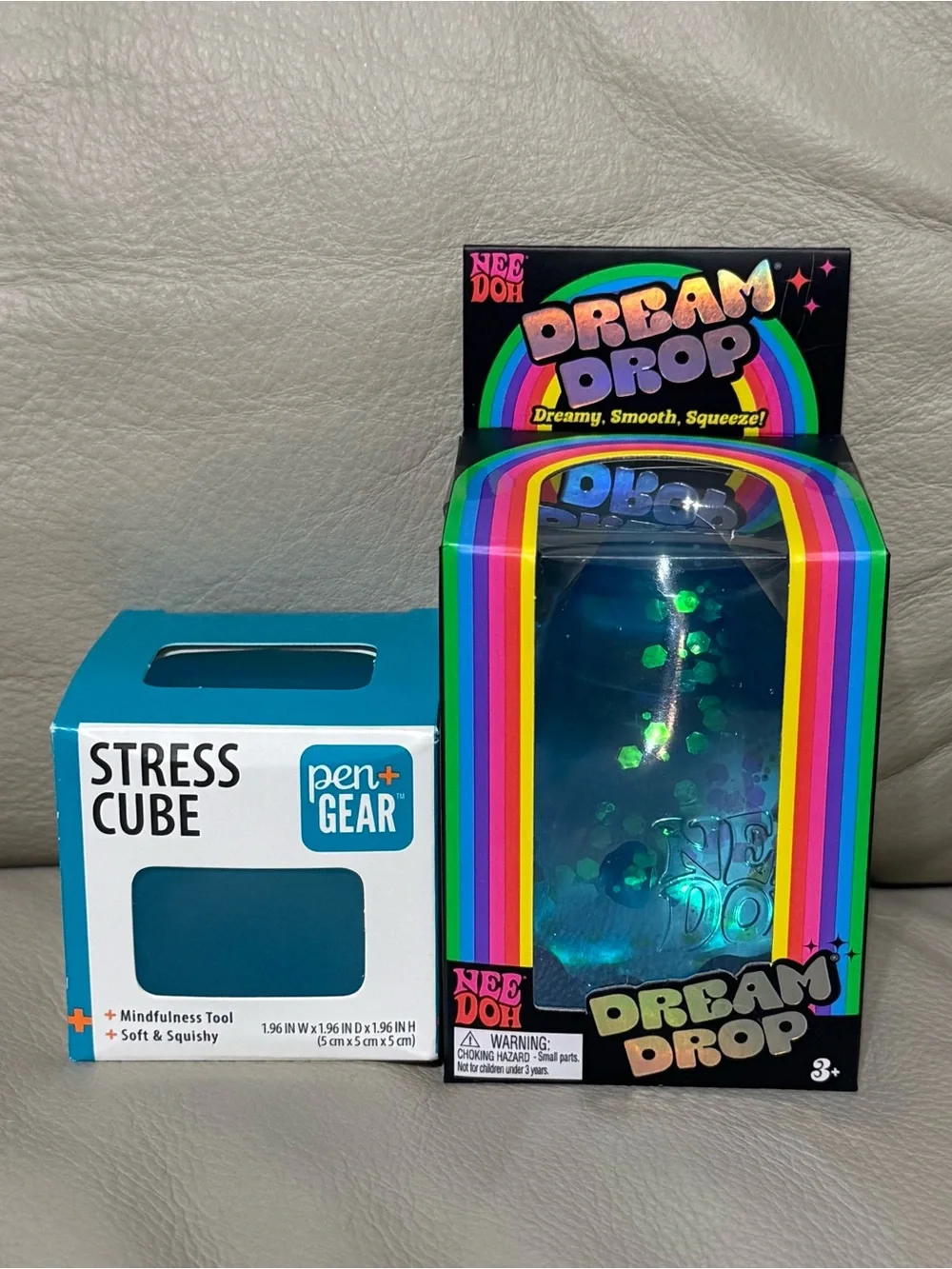 NEW Blue NeeDoh Dream Drop Dreamy Smooth Squishy + Pen & Gear Stress Cube